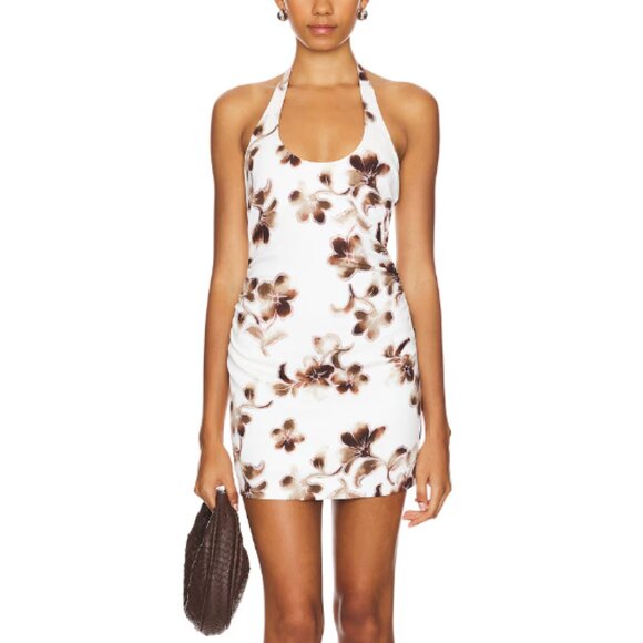 NWT Bec Bridge Pauline Halter Mini Dress in Hibiscus Floral size